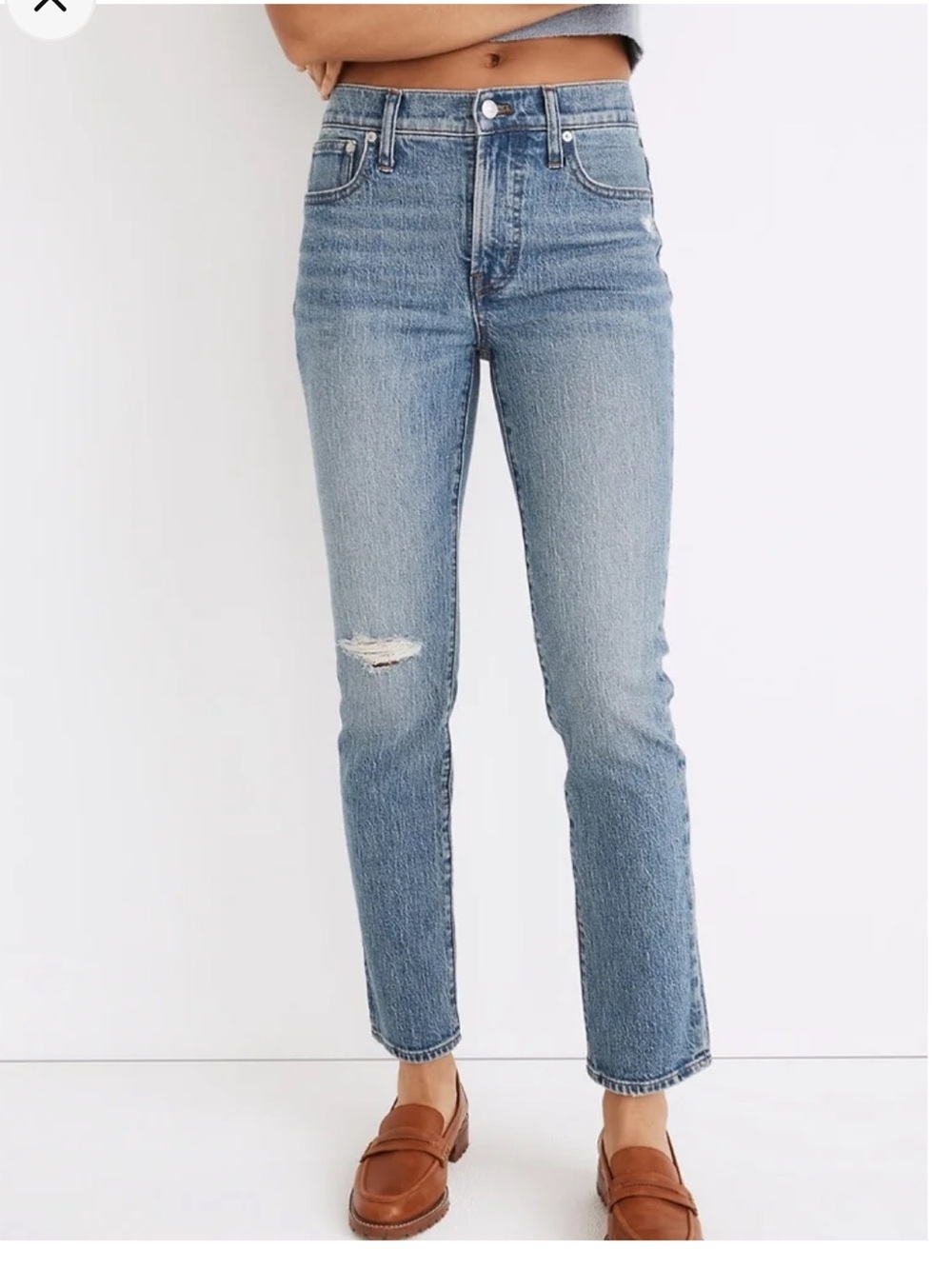 Madewell The Perfect Vintage Jean 25 High Rise Straight Distressed Raw Hem